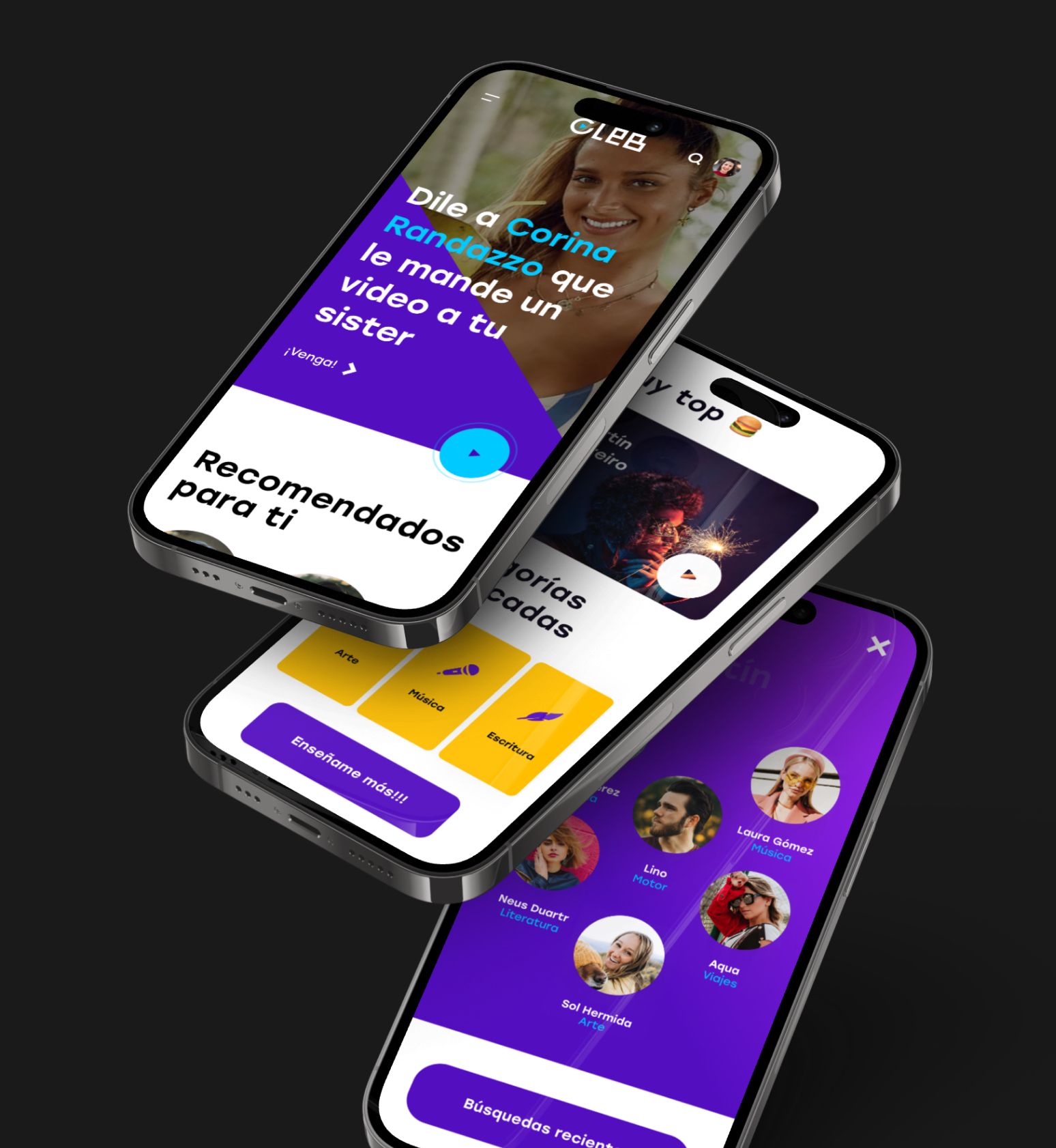 Mockup pantallas app Cleb