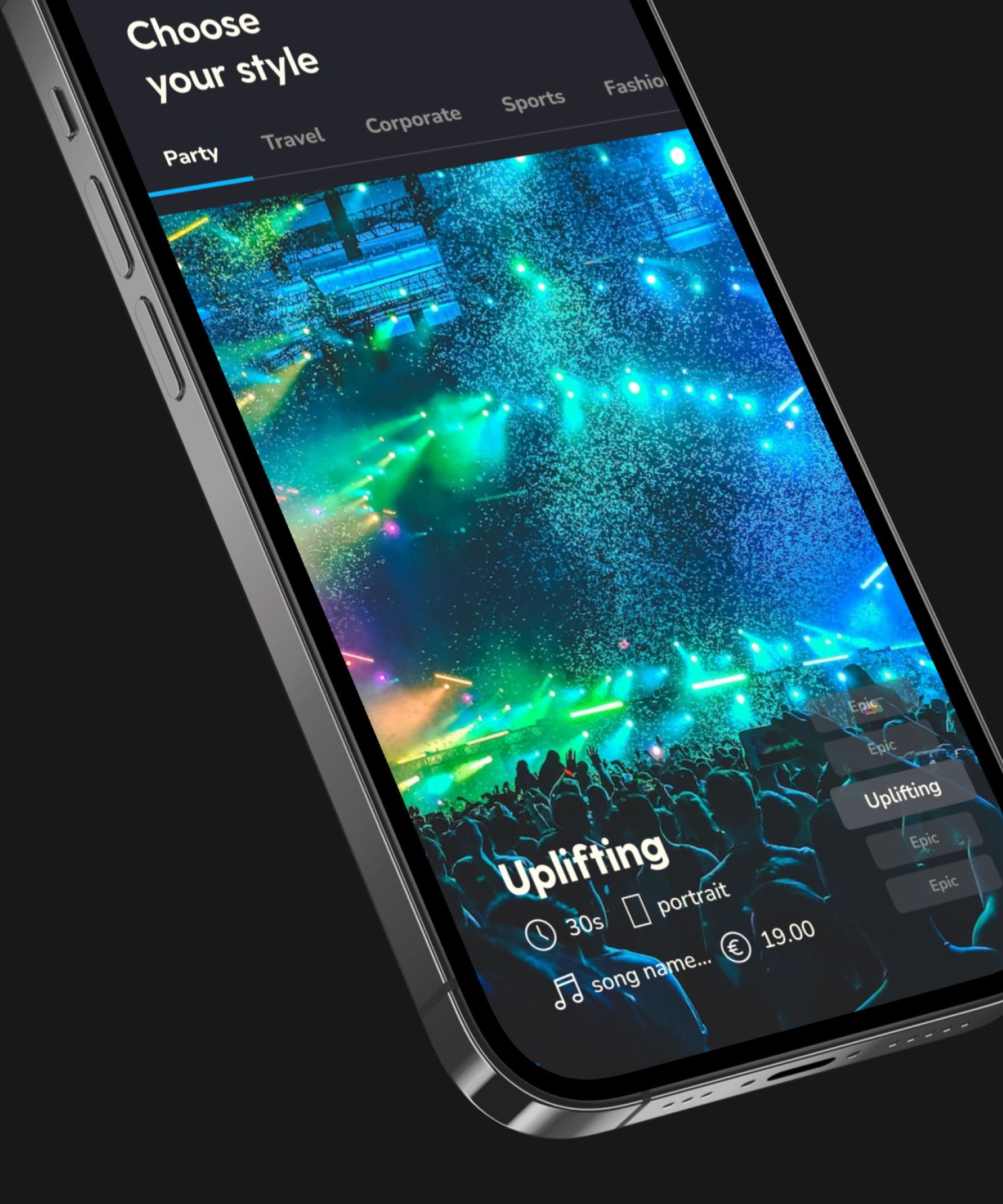 pantalla seleccionar video dentro de la app
